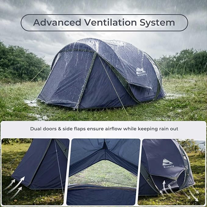 4/6 Person Easy Pop Up Tent,Camping Tent with Skylight and Rainfly,Waterproof,Quick Setup-Instant Tents for Camping Outdoor