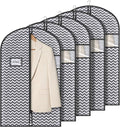 Syeeiex 40" Suit Bag, Set of 5 Garment Bags for Hanging Clothes, Suit Bags for Closet Storage, Garment Bags for Storage Suits,T-shirts, Jackets and Coats (Dark Grey)