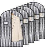 Syeeiex 40" Suit Bag, Set of 5 Garment Bags for Hanging Clothes, Suit Bags for Closet Storage, Garment Bags for Storage Suits,T-shirts, Jackets and Coats (Dark Grey)