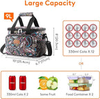 Lifewit Medium Lunch Bag, Insulated Lunch Box, Soft Cooler Cooling Tote for Adult Men Women, Paisley 12-Can (9L)