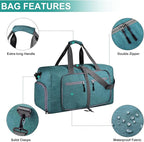 Dimayar 65L Travel Duffle Bag for Men Women - Foldable Duffel Bag with Shoes Compartment - Overnight Bags Waterproof & Tear Resistant(Green)