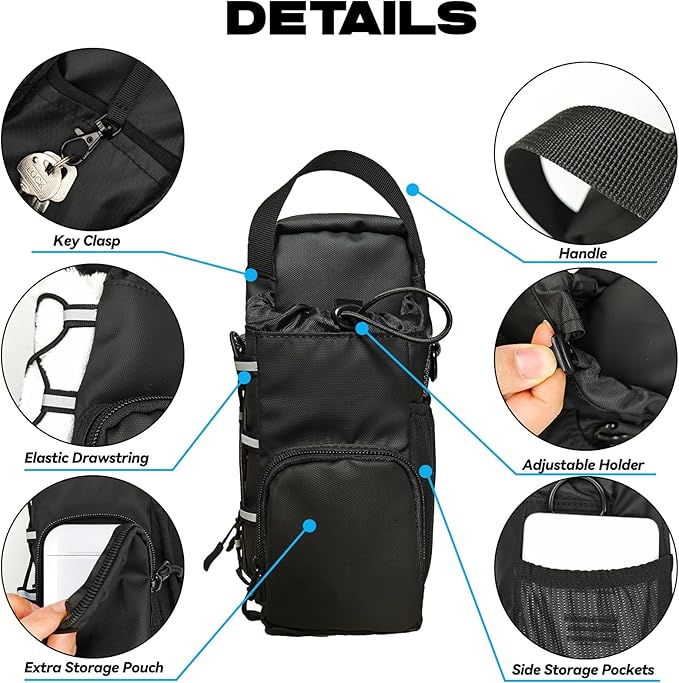 Magnetic Gym Bag for Men and Women, Magnetic Water Bottle Holder for Gym, Small Gym Bag, Gym Gifts for Women and Men (Black, <40 OZ)