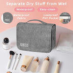 Toiletry Bag Travel Bag with Hanging Hook, Waterproof Shower Bathroom Hanging Toiletry Bag for Men Women,Small Multifunctional Makeup Cosmetic Bag,Portable Toiletries Bag Travel Organizer (Grey)
