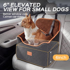 HiPetpy Dog Car Seat 6" Elevated Memory Foam Booster Seat for Small Medium Dogs Under 35 lbs with Pet Blanket, Washable Pet Car Seat with Safety Leash, Anti-Slip Base and Storage Pockets