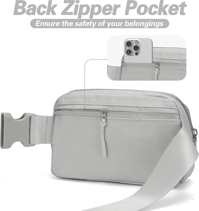 JSJ Mini Fanny Pack for Women & Men,Valentines Day Gifts for Girls Teens Kids Daughter Sister Her,Trendy Stuff Crossbody Bags Cute Everywhere Belt Bags. (Gray)
