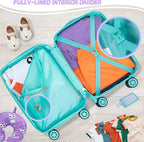 Cute Cat Kid’s Luggage Set 5 Piece Suitcase Set 16’’ Hardside Luggage with Spinner Wheels Girls Boys Carry on Toddler Luggage Travel Rolling Luggage Carry on Luggage Airline Approved