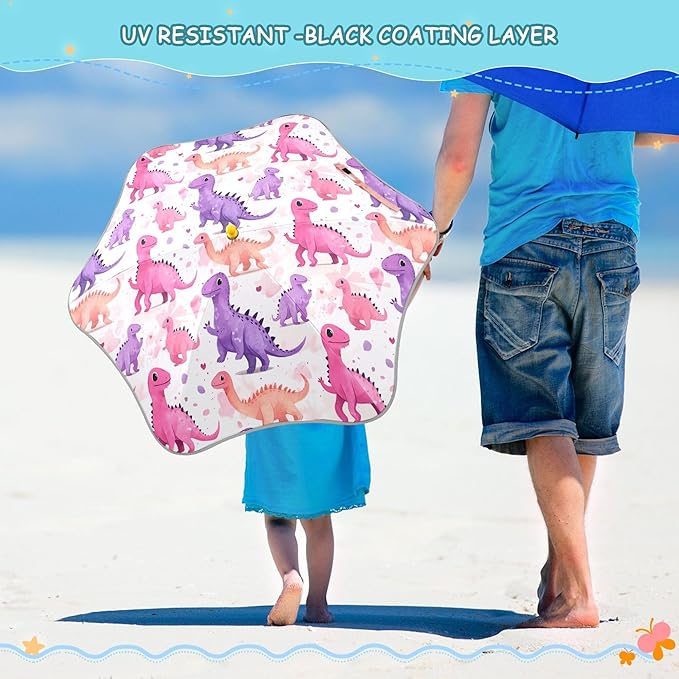 ALAZA Cute Dino Dinosaur Kids Umbrella for Girls Boys Toddler Children Rain & Sun Umbrella