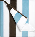 Bornbay Cotton Oversized Beach Towel - Extra Large 40"X70" Big Cute Thick Pool Towel, XL Stitch Beach Towels Striped Blue Brown Swimming Towel for Adults Mens Women