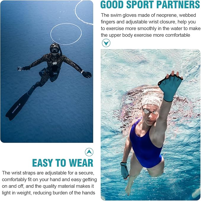 TAGVO Aquatic Gloves for Helping Upper Body Resistance, Webbed Swim Gloves Well Stitching, No Fading, Sizes for Men Women Adult Children Aquatic Fitness Water Resistance Training