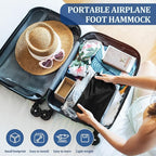 Airplane Foot Hammock, Travel Essentials Thickened Bamboo Foot Rest for Plane Travel with Adjustment Strap, Long Flight Must Haves (1-pcs Black)