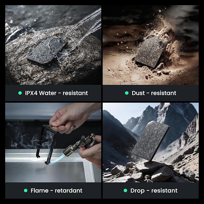 FLEXTAILGEAR 5000mAh Power Bank, Ultra-Lightweight Outdoor Portable Power Bank, Outdoor Travel Fast Charging Waterproof Carbon Fiber, Slim USB-C Power Portable Charger Battery Pack for Phones