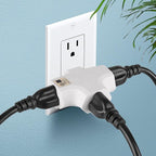 3 Outlet Wall Adapter T-Shaped, UL Listed 3 Prong Grounded Plug Extender,125V 1875W - Heavy Duty Multi Outlet Wall Plug,Power Outlet Splitter (1 Pack)