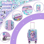 Kid’s Luggage Set 5 Piece Suitcase Set 16’’ Hardside Luggage with Spinner Wheels Girls Carry on Toddler Travel Rolling Suitcase Carry on Luggage Airline Approved