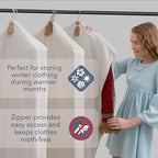 Luxury Cotton Garment Storage Bag, 24x50 Inch, Breathable Washable Reusable, for Hanging Clothes Short Dresses Jackets Suits, Fits 3 Hangers, Zipper Window (1, 24x50x3)