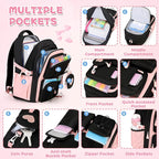 MOONBABY Girls Backpack, Kids Backpack for Girls, School bag for Primary Elementary Teenage, Middle School Students Bookbag