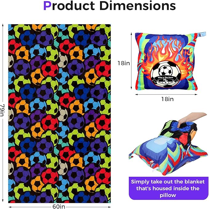 3 in 1 Travel Pillow Blanket Set with Removable Flannel Blanket Throw,Hand Warmer Pockets,Pillow (Color4, 60in*79in)