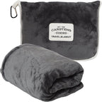 CARSTENS, INC. Travel Blanket, Premium Compact 2-in-1 Airplane Blanket/Pillow, Perfect Grey