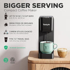 Tastyle Single Serve Coffee Maker Hot and Iced with Bold Brew, Small Coffee Machine for K Cup and Ground, Fits 7.3'' Travel Mug, Brews up to 16 Oz, 5 Cup Sizes, for Office, RV& Hotel, Elegant Black