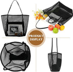 Fammart Mesh Beach Bag, Large Beach Tote with Zipper Pocket, Toys Pool Bag for Family Travel Vacation Cruise Essentials