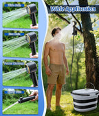 WADEO Portable Shower for Camping with 20L Bucket, 13000mAh Rechargeable Camping Shower with Intelligent LED Display & °F/°C Switch, 5 Speeds Modes, IPX8 Waterproof Portable Shower for Hiking, Travel
