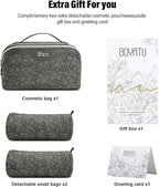 BOYATU Travel Makeup Bag Cosmetic Bags for Women: Large Capacity 3 Pcs Set Make up Bag with Compartments - Waterproof Vegan Leather Toiletry Organizer Bags with Handle (Z-62Grey)