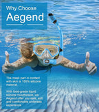 Aegend Snorkeling Gear for Adults Youth Kids, Snorkel Mask with Top Dry Valve - Panoramic View Anti-Leak and Anti-Fog with Mesh Bag for Snorkeling, Scuba Diving, Freediving & Swimming