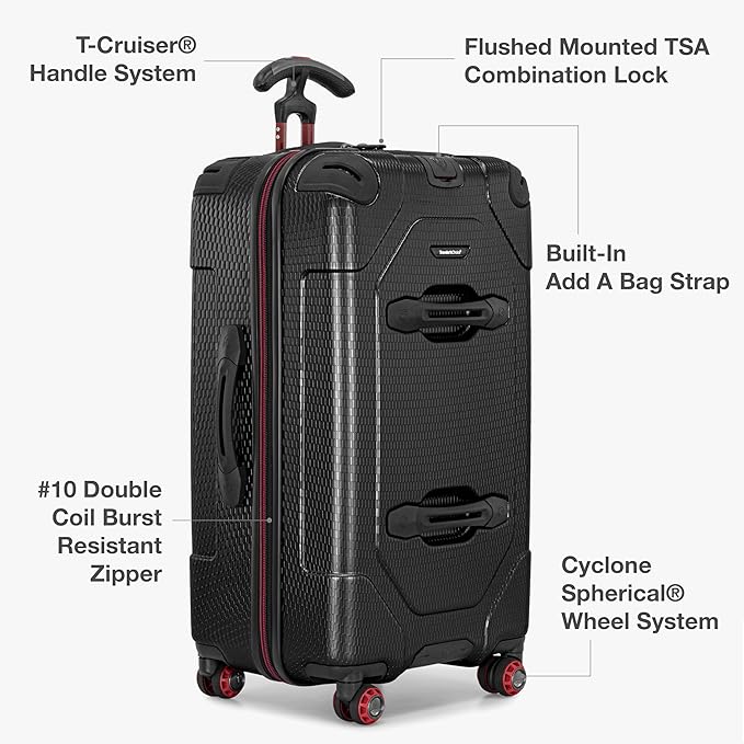 Traveler's Choice Maxporter II Polycarbonate Hardside Trunk with Spinner Wheels, Black, 28-Inch Medium Trunk