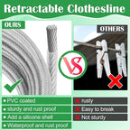 Windspeed 50Ft Retractable Clothesline Outdoor Heavy Duty Travel Clothesline Retractable Clothes Line for Outside Travel Camping Clothes Line, Galvanized Steel Material, with 10 Clips, Storage Bag