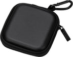 Ginsco Mini-Portable Hard Shell Square Earbuds Case for Apple EarPods/Samsung Galaxy Wired/Wireless Earbuds, Cell Phone Accessories Organizer with Carabiner for Earphones Tech Pouch, Black-PU