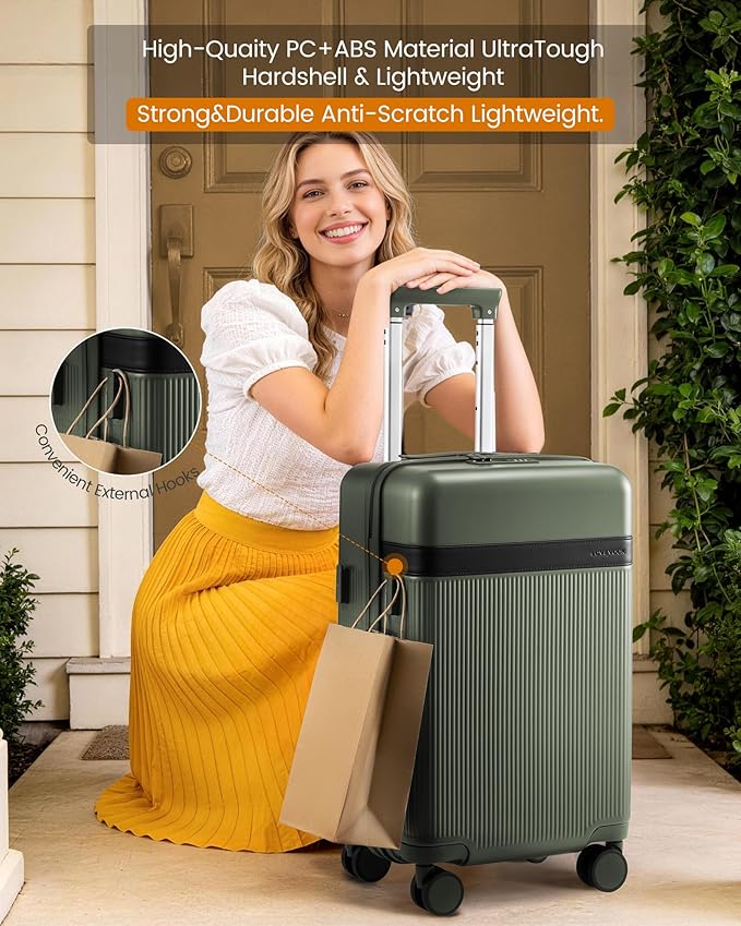 LOVEVOOK Hard Shell 24 Inch Carry On Luggage with Removable Lining,Large Capacity Carry On Suitcase with Wheels Lock,Lightweight Airline TSA Approved Checked Luggage for Men Women Travel Business Trip
