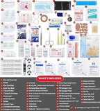 VRIEXSD 400 Piece Large First Aid Kit Premium Emergency Kits for Home, Office, Car, Outdoor, Hiking, Travel, Camping, Survival Medical First Aid Bag, Red