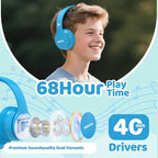 MIDOLA Kids Bluetooth Headphones 68H Play Time,Volume Limit 85/94dB, Foldable Lightweight Wireless Over-Ear Headphone for Kid Toddler Child Pad Tablet,Headsets with Built-in Mic Blue