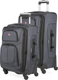 SWISSGEAR Sion Softside Expandable Spinner Luggage Durable Lightweight Travel Suitcase, Dark Grey, 2-Piece Set (21/25)