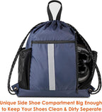 BeeGreen Gym-Drawstring-Backpack-Bag With Shoe Compartment and Two Water Bottle Holder Large String Backpack Sports Bag Athletic Sackpack For Men Women