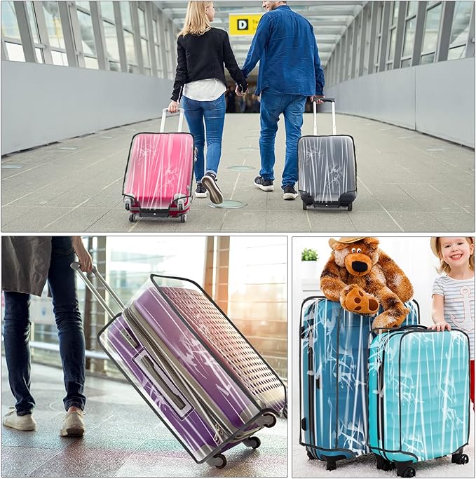 Reginary 8 Pieces Clear Luggage Cover PVC Waterproof Suitcase Cover Protector for Luggage Spinner Wheels Suitcase(20 Inches, 24 Inches, 28 Inches, 30 Inches)