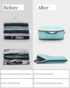 Compression Packing Cubes for Travel, 6-Piece Lightweight Packing Cubes Set for Carry-On Luggage & Backpacks – TRIPPED Travel Gear (Dusty Teal/White)