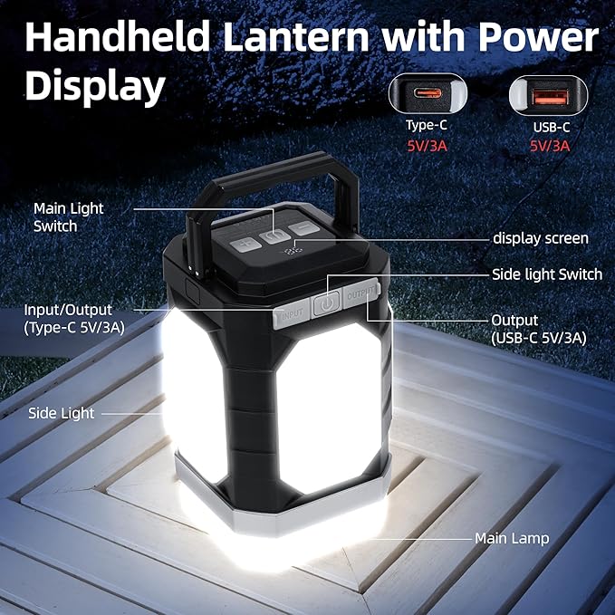 Sinvitron Camping Lantern Rechargeable–30,000mAh Portable Camping Lights, QC3.0 Fast Charging,1000 Lumens,350H Runtime,IPX5 Waterproof Emergency Light for Hurricanes,Power Outages,Camping