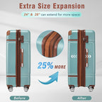 Luggage Sets, 2 Piece Carry on Luggage Set with Travel Bag, 2 Piece Expandable Spinner Hardshell Suitcase with TSA Lock, Back to School Suitcase, Women Men (Green, 20/24 inch+Cosmetic Case)