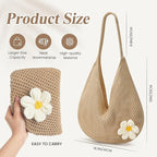 Premillow Crochet Beach Bags for Women, Summer Beach Tote Bag, Mesh Cute Beach Purse, Aesthetic Knit Bag Handbag Shoulder Bag
