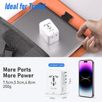 VYLEE Travel Plug Adapter, 65W Fast GaN Travel Charger, International Plug Adapter with 3 USB-C PD and 1 USB-A QC with US/EU/UK/AU Convenient for iPhone,Samsung,Laptops
