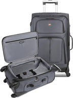 SWISSGEAR Sion Softside Expandable Spinner Luggage Durable Lightweight Travel Suitcase, Dark Grey, 2-Piece Set (21/25)
