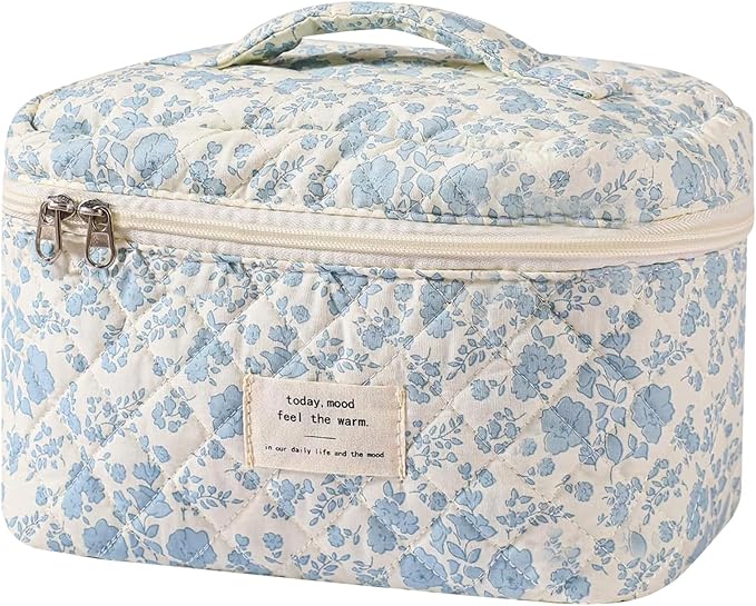 Gosect Large Makeup Bag, Cute Cosmetic Bag for Women Girls, Floral Coquette Aesthetic Toiletry Bag, Travel Make Up Organizer Bag (BDLH)