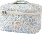 Gosect Large Makeup Bag, Cute Cosmetic Bag for Women Girls, Floral Coquette Aesthetic Toiletry Bag, Travel Make Up Organizer Bag (BDLH)