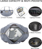 Women Weekender Travel Duffle Bag: Travel Duffel Overnight Bags with Shoe Compartment Large Carry on Tote with Toiletry Bag Weekend Traveling Yoga Gym Hospital Bag for Women with Wet Pocket Grey