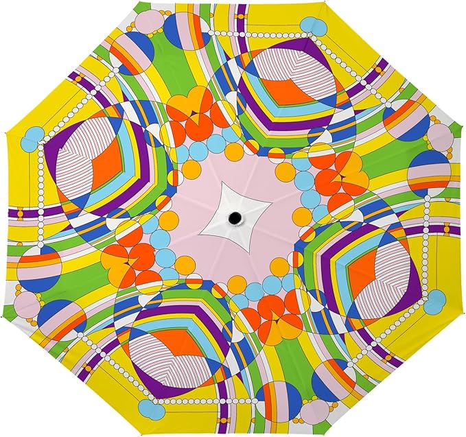 RainCaper Frank Lloyd Wright Windproof Auto Open Close 43” Coverage Folding Travel Umbrella with Matching Sleeve