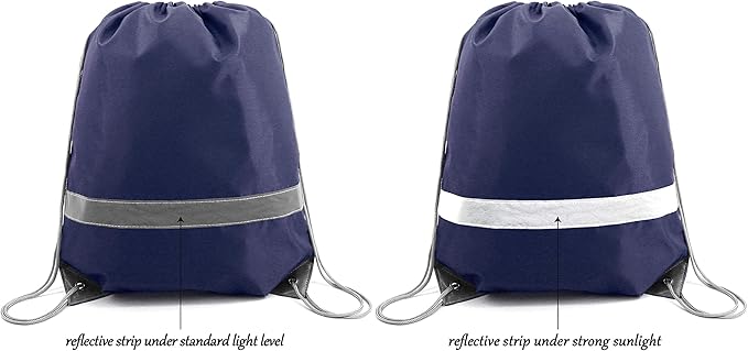 BeeGreen 20 Pieces Navy Blue Drawstring Backpack Bags Wholesale, Reflective String Bag DIY for Women and Men