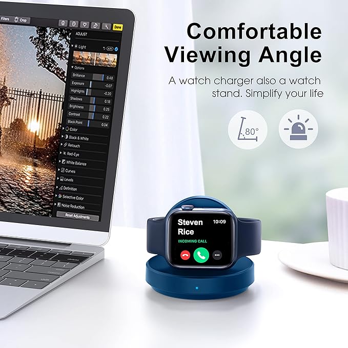 2026 Upgraded for Apple Watch Charger Magnetic Fast Charging Dock,Portable Wireless Charging Stand Compatible with iWatch Series Ultra/SE/11/10/9/8/7/6/5/4/3/2 Support Nightstand Mode-Blue
