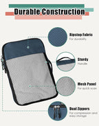 WTREE 4-Piece Packing Cubes Travel Accessories Set for Suitcases - Luggage Organizer Bags with Double Zipper - Mesh Top - Large - Dark Blue