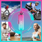 QLUR Water Bottle with Straw, 32oz Motivational Water Bottles with Time Marker to Drink, Tritan BPA Free, 1L Sports Water Bottle with Carry Strap LeakProof for Women Gym Fitness Outdoor (1 Pack)