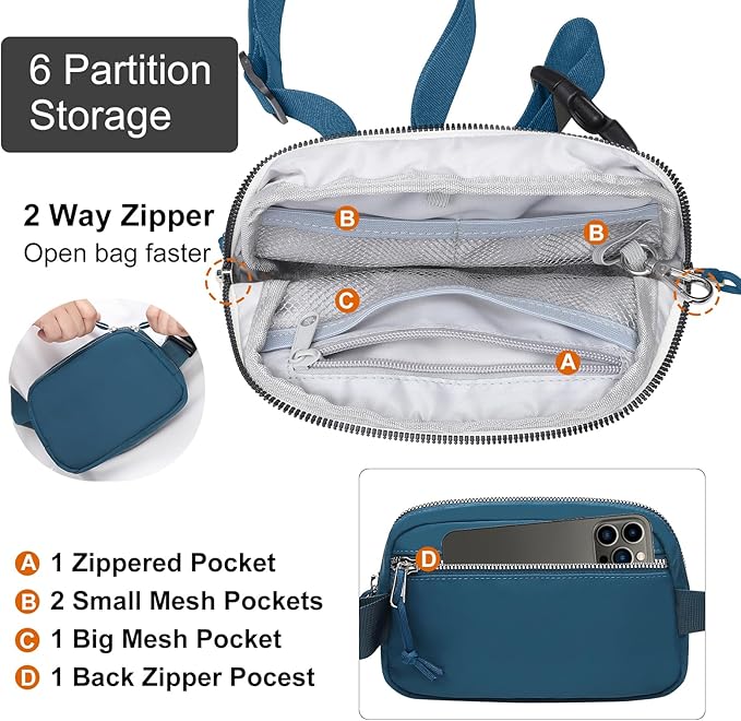 Mini Belt Bag for Women, RFID Small Fanny Pack, Womens Fashion Waist Packs with Extender Strap, Crossbody Bum Bags